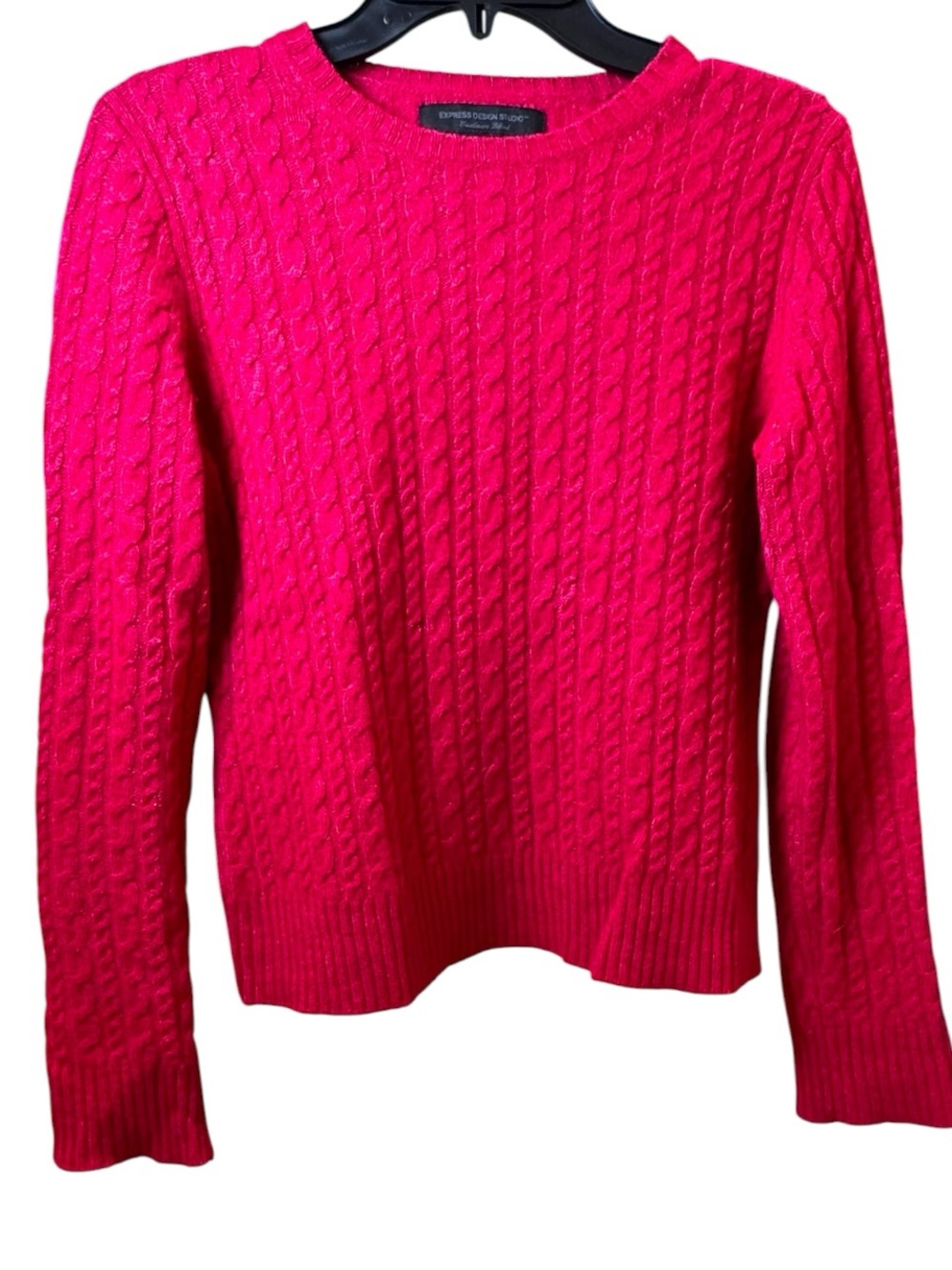 Vintage Express Design Studio Red Cable Knit Angora Cashmere Blend Sweater